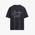 Dos du t-shirt Gamberge Club bleu marine avec imprimé Gamberge Club.